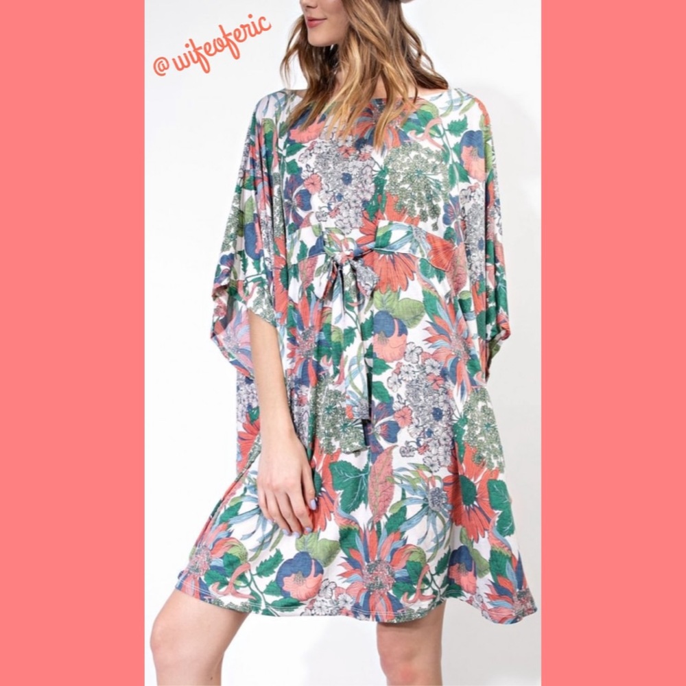 Boho Kimono Style Floral Print Dress